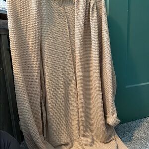 Beige Waffle Knit Cardigan